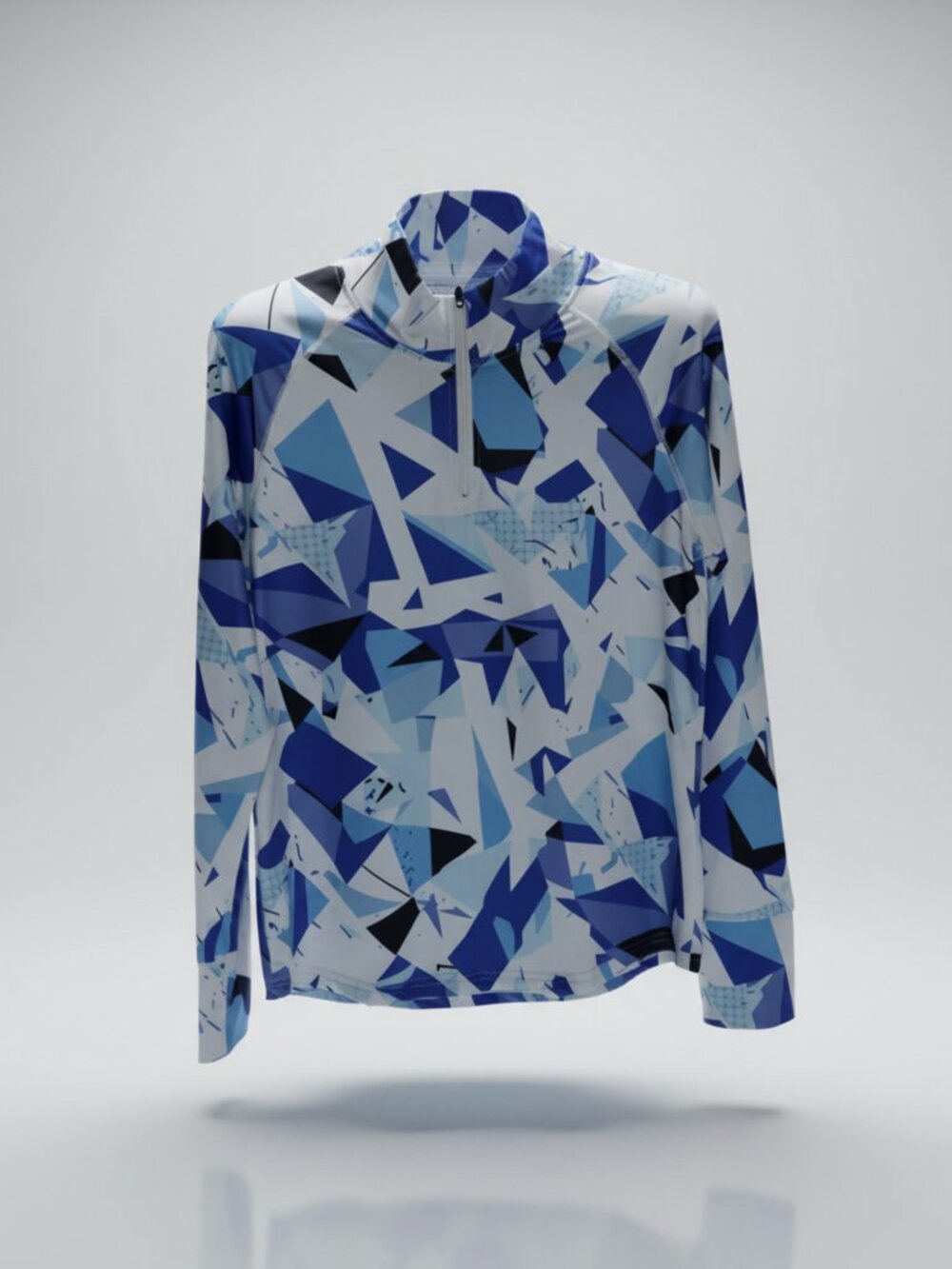 New w/out Tags, 1/4 Zip, Long Sleeve Workout Top - Medium Blues, Black & White